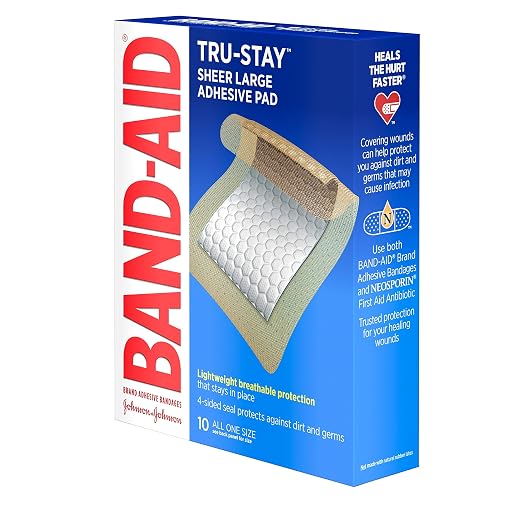 Band-Aid First Aid Pads, Adhesive Bandages, Large Adhesive Pads, 10 Count (796793827862)