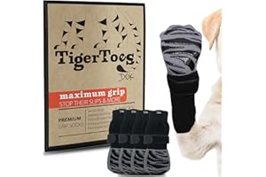 DOK TigerToes Premium Non-Slip Dog Socks for Hardwood Floors - Extra-Thick Grip That Works Even When Twisted - Prevents Licki