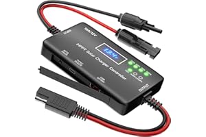 SUNAPEX MPPT Solar Charge Controller 12V 10A, Solar Panel Charge Controller with Type-C and USB Output for Solar Panel and Gel, AGM, LiFePO₄ Battery