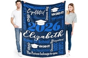 Custom Graduation Gifts Blanket with Name School Personalized Graduation Blankets Class of 2026 for Him Her Customized Blanke