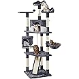 Yaheetech 79in Multi-Level Cat Trees Indoor Cat Tower with Sisal-Covered Scratching Posts, Plush Perches and Condo for Kittens, Cats and Pets - Dark Gray and White