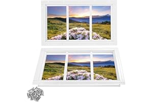 Ktondic Shed Window 2 Pack 10"X18" White Transom Window Fixed Design,Flush Mount Household Windows with Tempered Glass and Srews for Shed,Chicken Coop,Barns,Playhouse and Garage