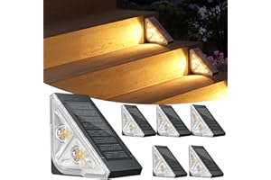 Ahaorigin Solar Step Lights for Outside, 6 Pack Bright LED Spot Lens Triangle Solar Stair Light Outdoor Waterproof, Outdoor Deck Lights for Yard Porch Patio Driveway Railing, Warm White