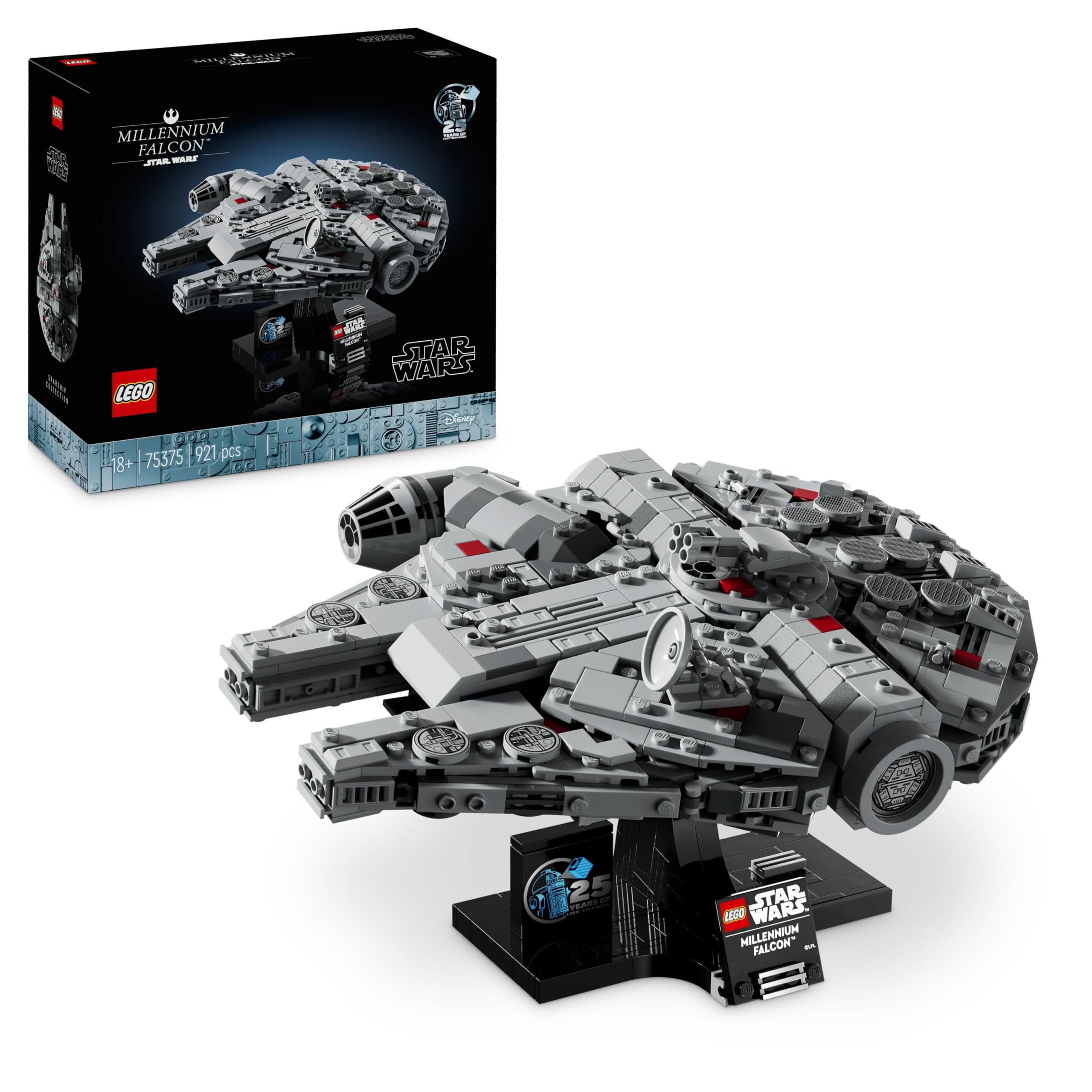 LEGO Star Wars 75375 Millennium Falcon - Set da Costruire con Astronave da Collezione per Adulti - Include Espositore e Targhetta - Decorazione da Scrivania - Regalo per i Fan di Una Nuova Speranza