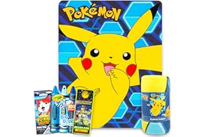 Beach Kids Pokemon Fleece Blanket Set - Bundle with 45"x 60" Pokemon Throw Blanket for Boys, Girls Plus Stickers, and More | 