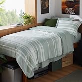 Bedsure Twin-XL Comforter Set 5 Piece, Sage Green Striped, Reversible | Bed in a Bag, Bedding Sets, Comforter, Dorm Room, Plaid, Nautical, Cationic Dyeing, Silky Brushed, Whisper-Quiet, OEKO