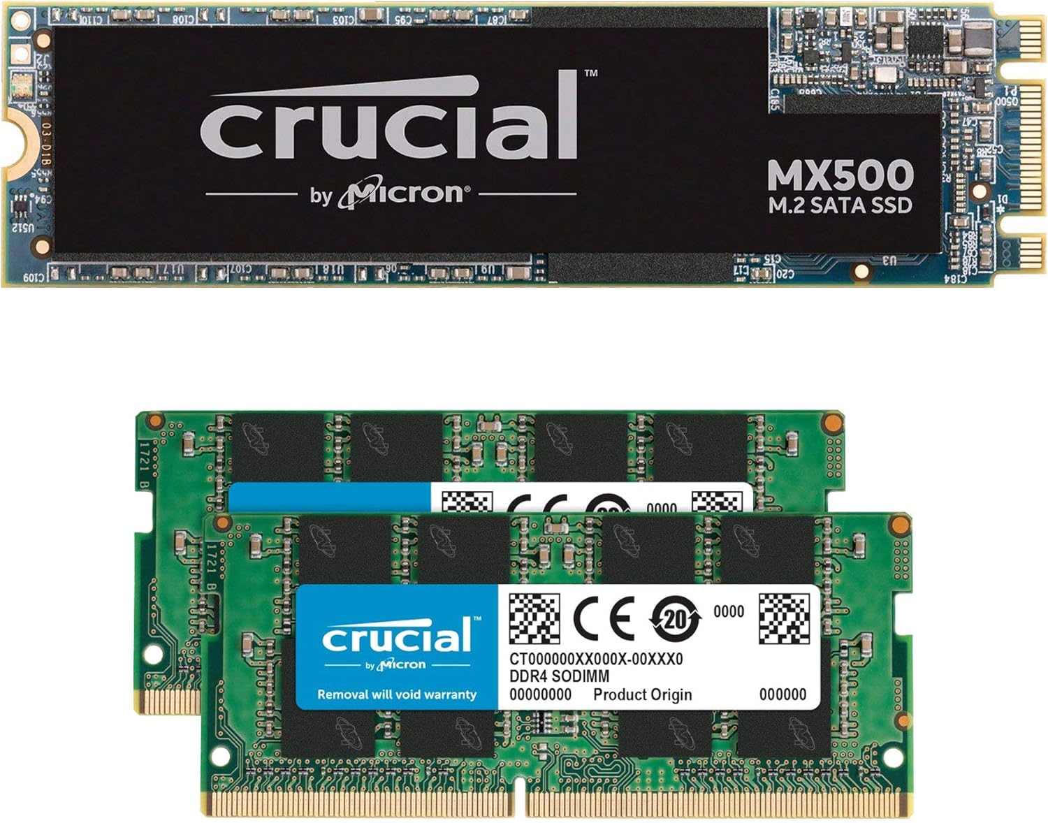 Crucial MX500 500GB M.2 SATA 6Gb SSD CT500MX500SSD4 Bundle with Crucial 16GB (2 x 8GB) DDR4 PC4-21300 2666MHz Memory Kit CT2K8G4SFS8266 Compatible with Laptops and Notebooks