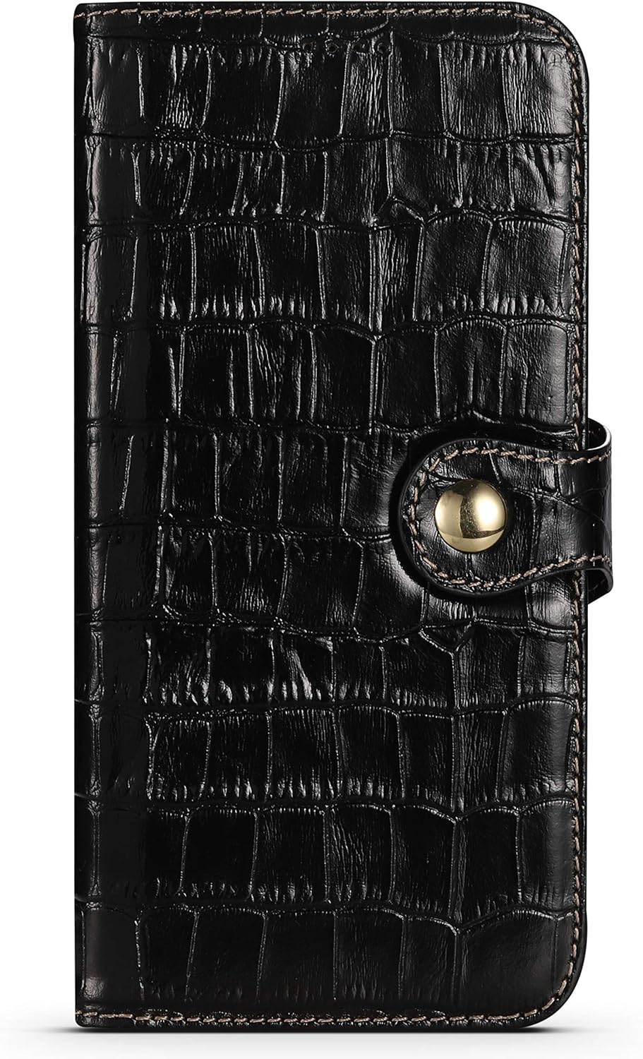 nincyee Genuine Leather Wallet Case for iPhone 12 Pro Max,Classic Crocodile Pattern Real Leather Flip Stand Case Cover with Card Slot Black - Image 4