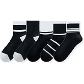 Women's Black & White Contrast Cotton Boat Socks Comfortable Casual Athletic Style Everyday Short Socks (5 Pairs/Box)