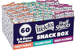Welch's Fruit Snacks, Fruit Punch & Island Fruits & Berries 'N Cherries Snack Box, Stocking Stuffers, Gluten Free, 0.8oz Snack Packs (Pack of 60)