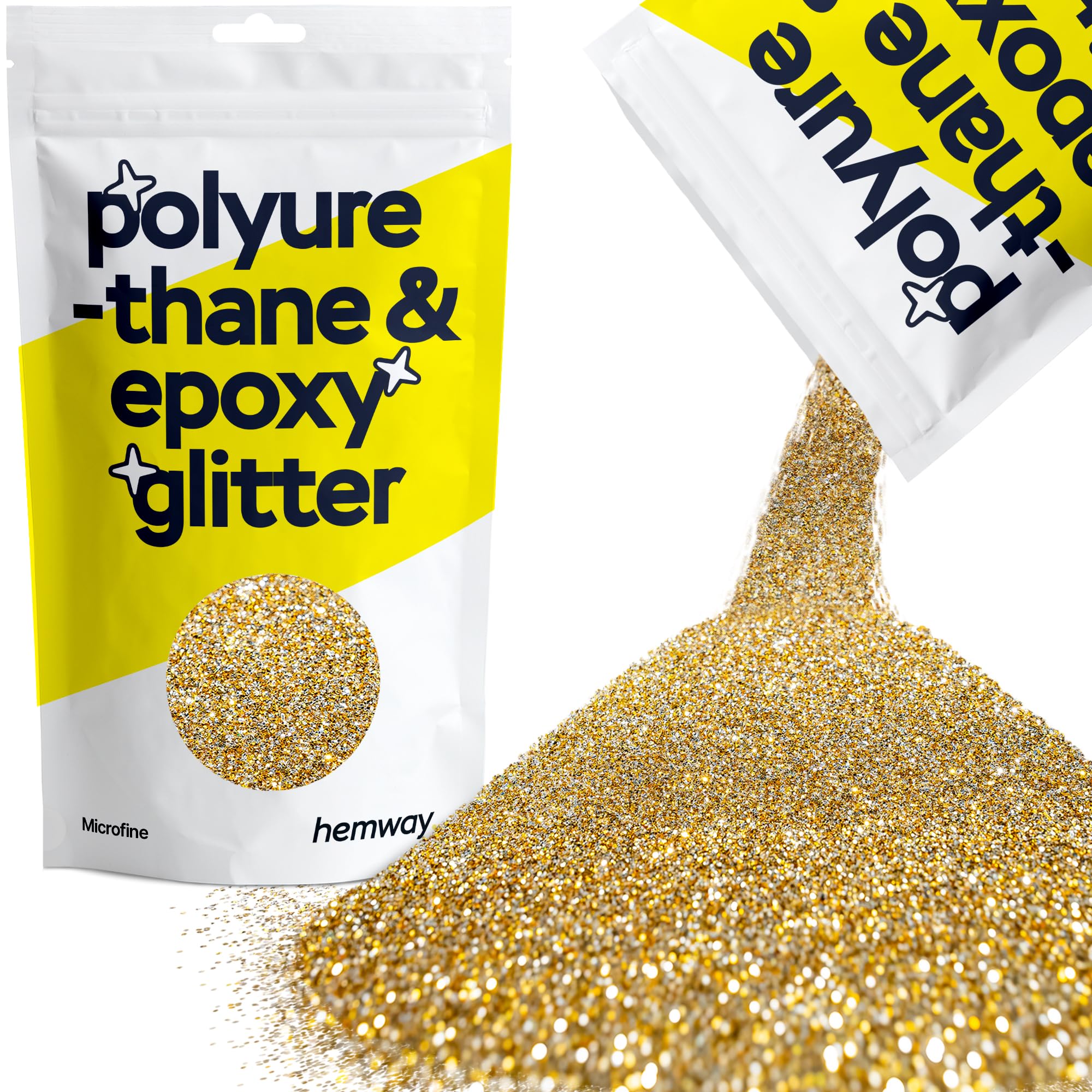 Hemway Resin Glitter Gold Silver 100g Microfine | Polyurethane & Epoxy Glitter for Resin Crafts, Tumblers, Coasters, Floor & Table Art