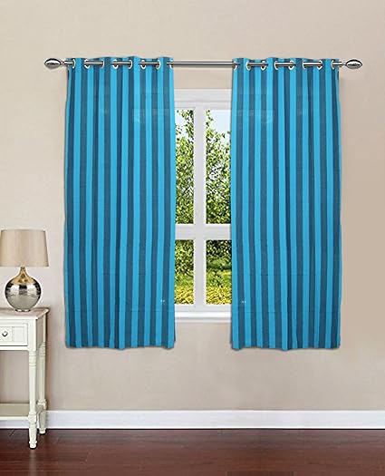 Buy Raksha Blue And Dark Blue Color Cotton Ring Window Curtains