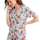 Vera Bradley womens Cotton Pajama Set With Short Sleeve Button-up Shirt and Shorts (Extended Size Range)