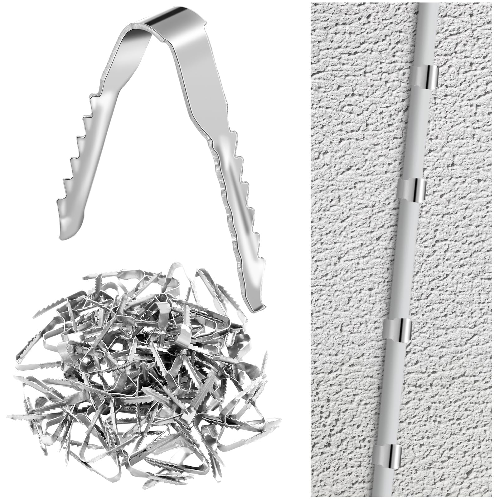Photo 1 of Blulu 100 PCS Manganese Steel Cable Clips for Stucco Surfaces Stucco Hooks for Coaxial Electrical Cable Drywall Clips Push in Masonry Anchors for Running Wire on The Exterior of Homes