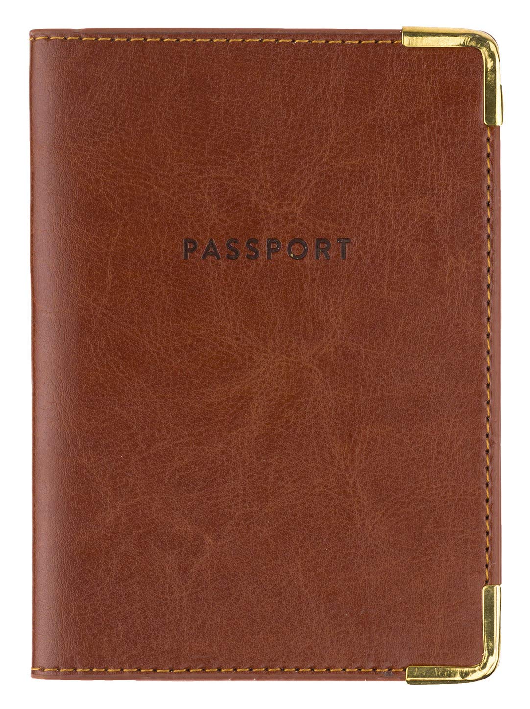 Photo 1 of Eccolo Travel Passport Cover Case with Document Holder Storage Pocket, Travel Must Have with Premium Synthetic Leather and Metal Corners (Brown, 5.5x4 inches)