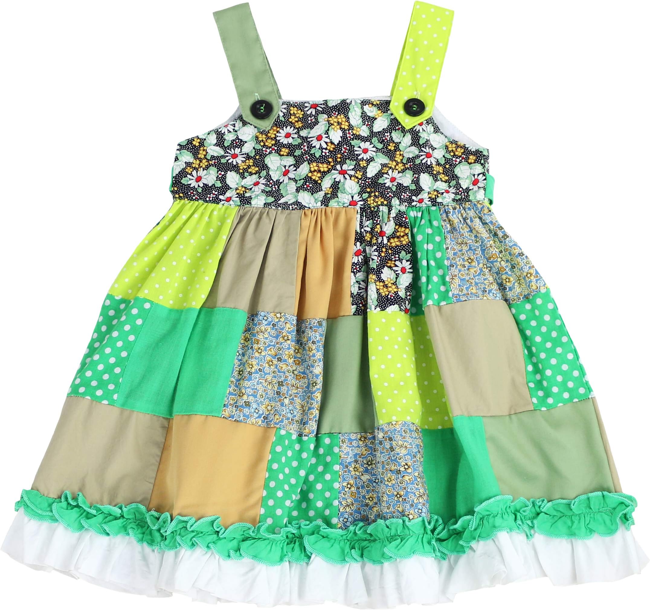 THE SILLY SISSY - Toddlers and Girls Joyous Ruffles Patchwork Jumper Dress (2T-7/8)