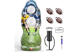 QPAU Dual-Hole Inflatable Football Target for Kids & Adults, Life-Size Backyard Toss Game with 4 Balls, Scoreboard & Pumps – Outdoor Toy for Boys Girls, Sports Training & Family Fun