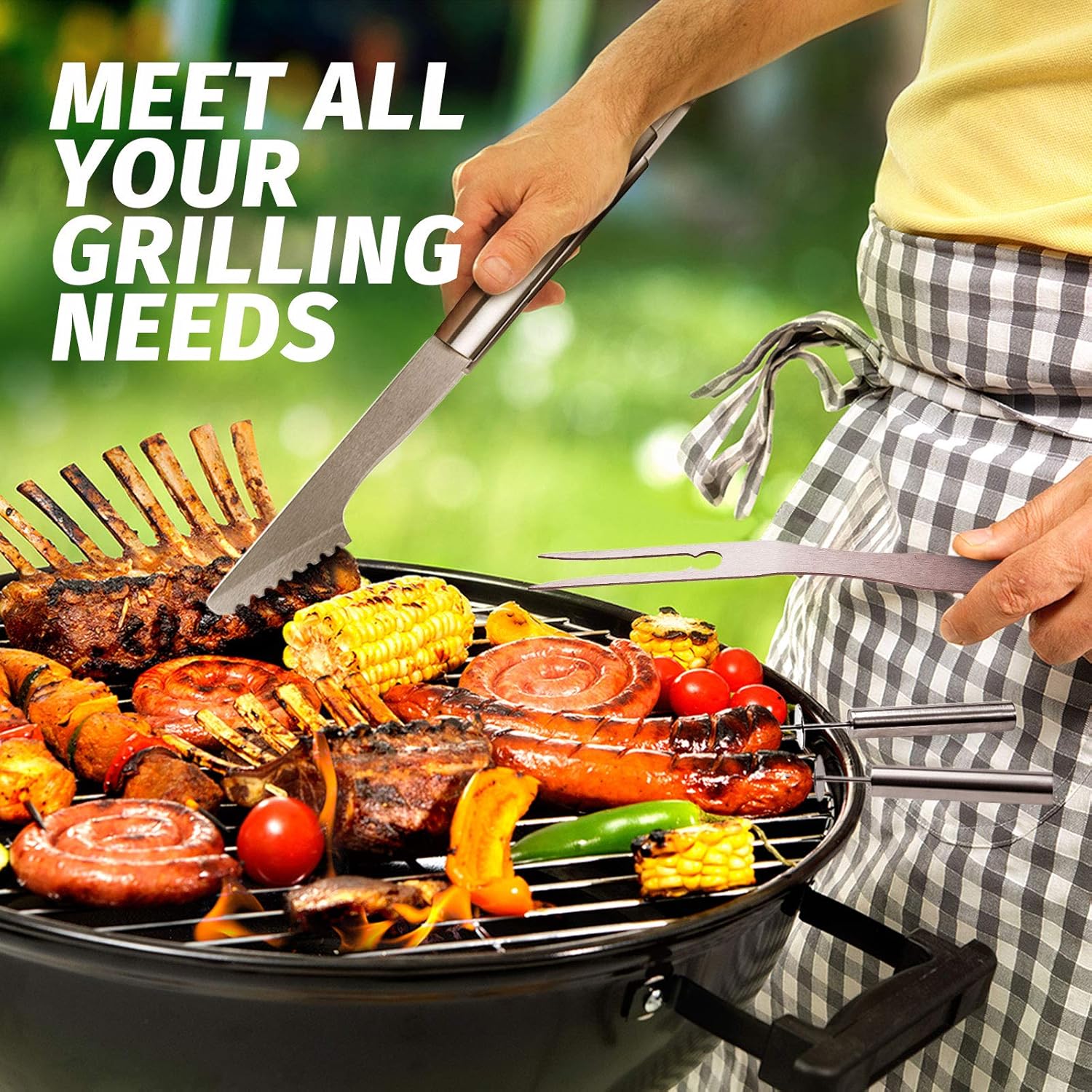 OlarHike BBQ Grill Accessories Set for Men, 22PCS Grilling Accessories Set, Stainless Steel BBQ Tools Gift Utensil with Spatula, Tongs, Skewers for Barbecue, Camping, Kitchen : Garden & Outdoor