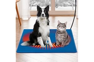 NIGWET Cat Heating Pad Indoor Outdoor, Pet Heating Pad for Cats Dogs Puppy with 5 Level Timer and 6 Level Temperature, Heated Cat Bed with Durable Non-Bite Tube Heated Cat Dog Bed Blue（24 ''*35 ''）