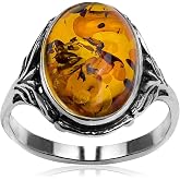 Sterling Silver Amber Oval Ring (6)