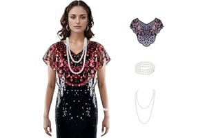 Baisdan 1920s Shawl for Women Gatsby Dress, Flapper Shawl with Beads Set, 1920s Accessories for Women, Roaring 20's Costume