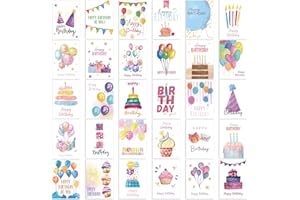 30 Pack Birthday Cards Watercolor Happy Birthday Cards Box Set with Kraft Envelopes, Assorted Birthday Greeting Cards with Pr