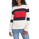 Tommy Hilfiger Womens Cotton Crewneck Cable Sweater