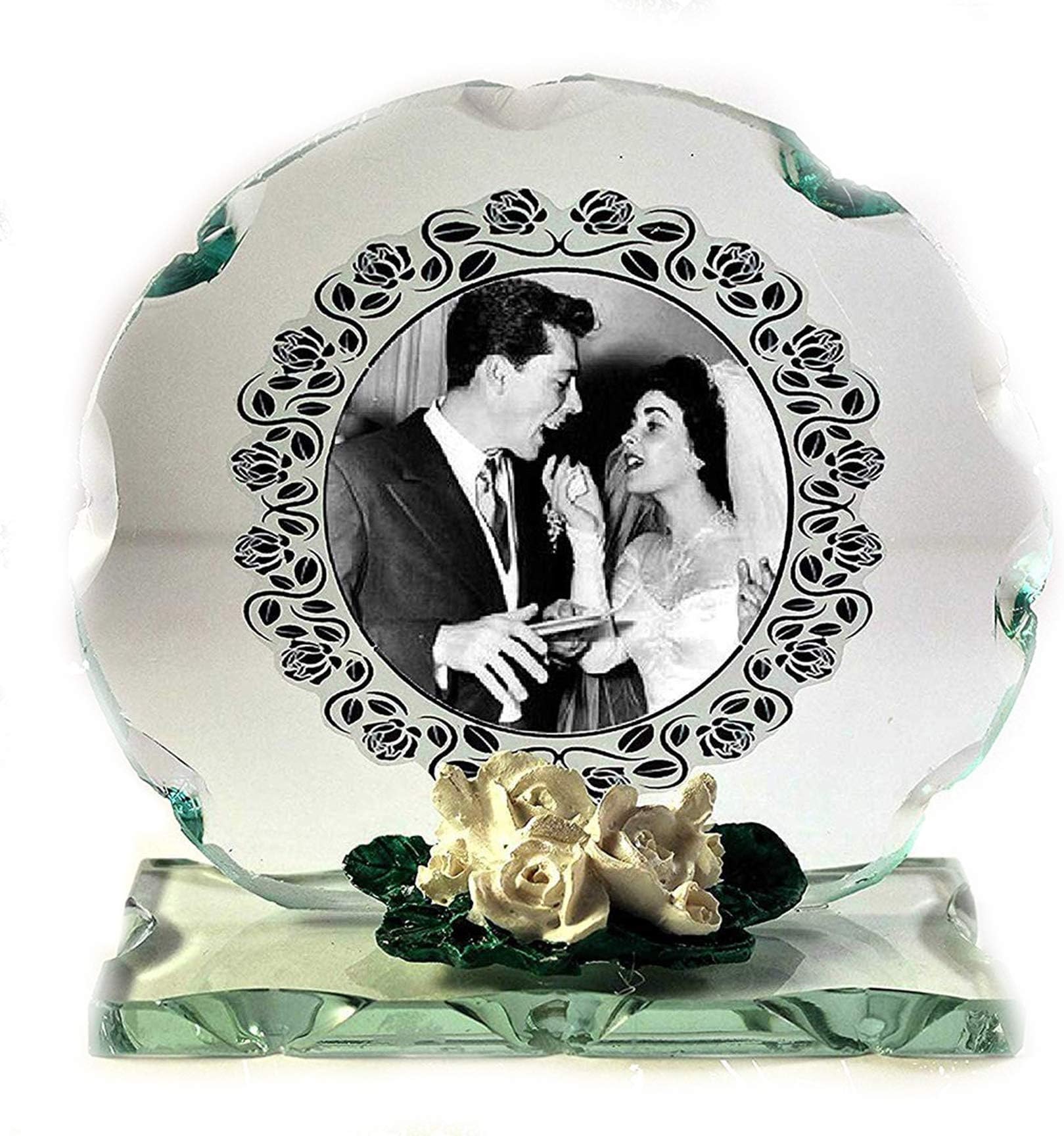 25th, 30th, 40th, 50th,60th or Other Wedding Anniversary Cut Glass personalised plaque frame Unique gift