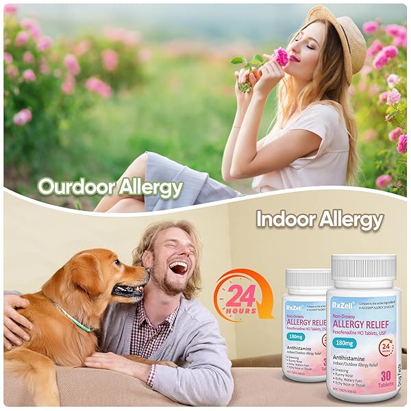 RXZELL ALLERGY RELIEF | FEXOFENADINE HCL 180MG, 24-HOUR ANTIHISTAMINE, NON-DROWSY (30 COUNT (PACK OF 1))
