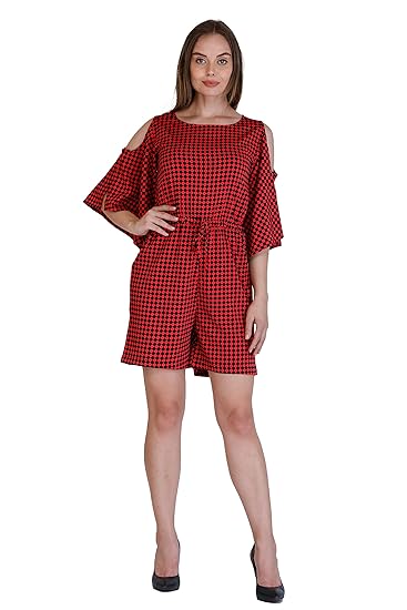 red and black playsuit