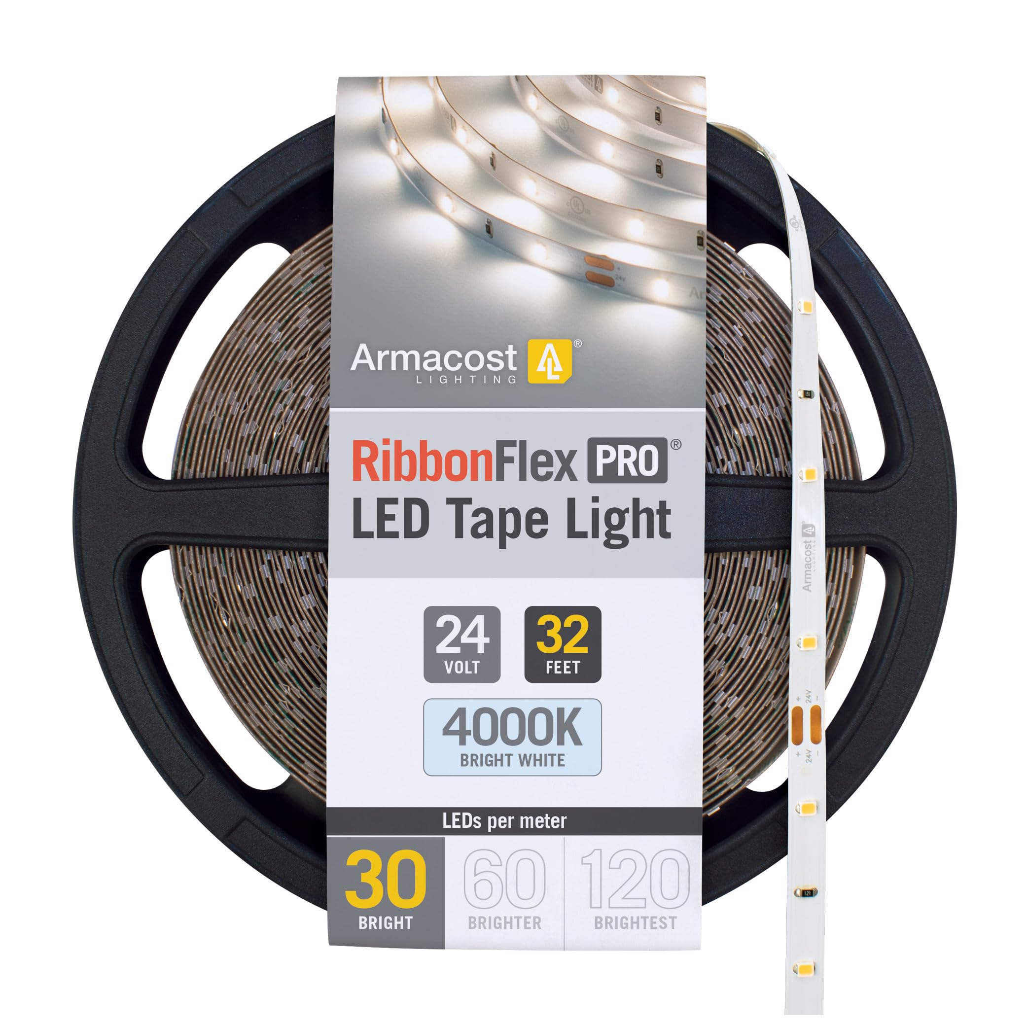 Photo 1 of Armacost Lighting RibbonFlex Pro 24V White LED Strip Lights 30 LED/m, 4000K, 32.8 ft 154250