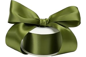 DINDOSAL Moss Green Ribbon for Gift Wrapping Dark Olive Green Thick Satin Ribbon 2 Inch for Crafts Green Christmas Ribbon Holiday Decorations Wedding Baby Shower - 25Yards