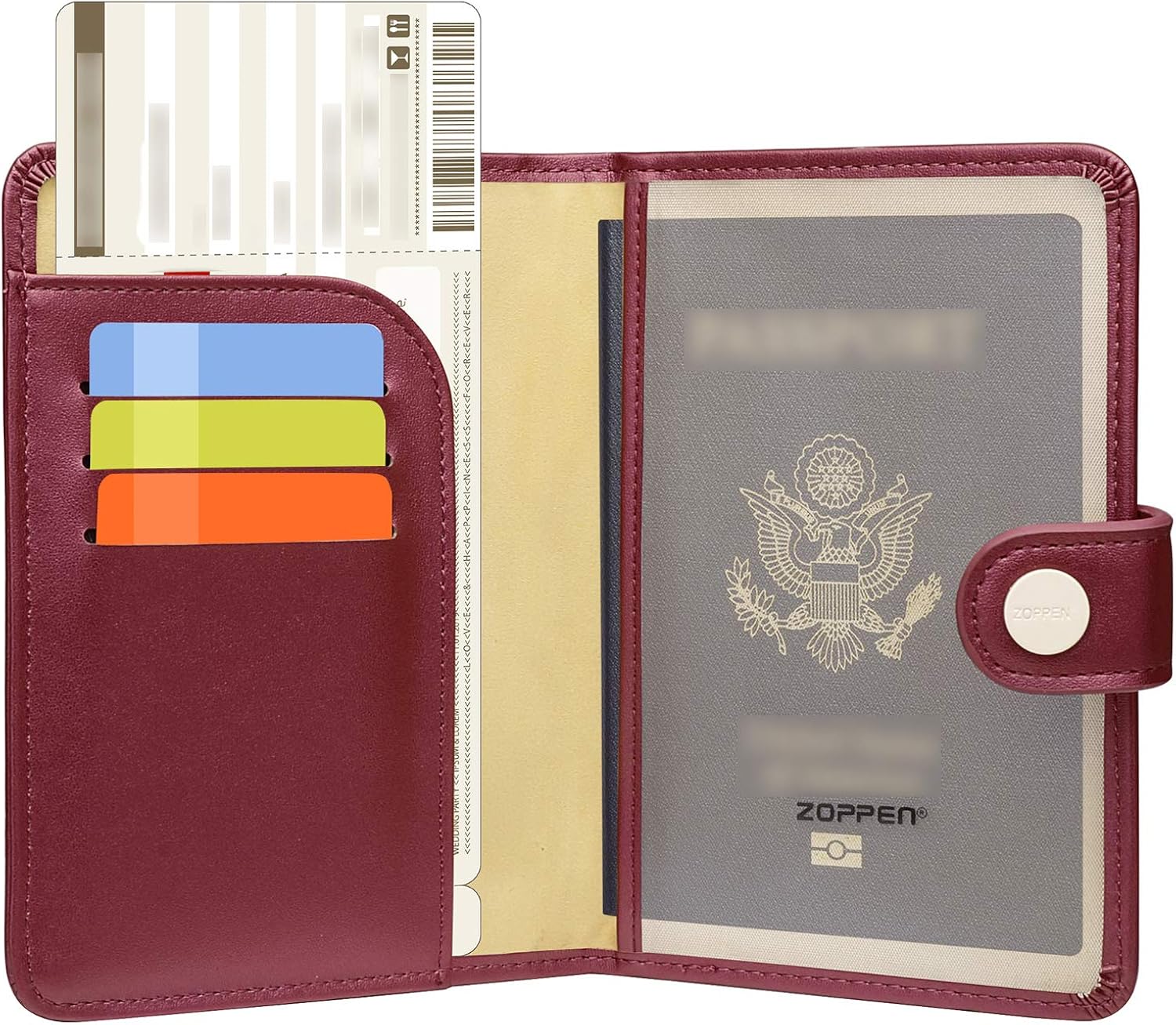  | Zoppen Passport Cover Rfid Blocking Travel Passport Wallet Slim Id Card Case (#36 Royal Red) | Passport Covers