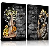 African Black King Queen Framed Canvas Wall Art for African American Man Girls Women Lions Couples Wall Decor Photos Posters Artwork for Living Room Bedroom Bathroom Home Decor