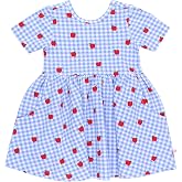 RuffleButts&reg; Baby/Toddler Girls Knit Twirl Dress | 95% Cotton 5% Lycra, A-Line Silhouette, Ruffle And Net Trim, Holiday Occasion, Machine Wash, Girls