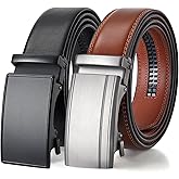 BELTROAD Ratchet Belts for Men- 2-Pack Men‘s Ratchet Adjustable Click Slide Belts for Dress Casual 1 3/8" Leather Belt Gift