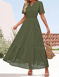 ZESICA Women's 2025 Summer Short Sleeve Maxi Dress