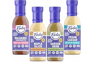 Fody Foods Salad Dressing Variety Pack, 8 Oz (Pack of 4), Garlic and Onion Free, Low FODMAP Certified, Gut & IBS Friendly, Vegan, Non-GMO, Gluten Free, Keto Friendly
