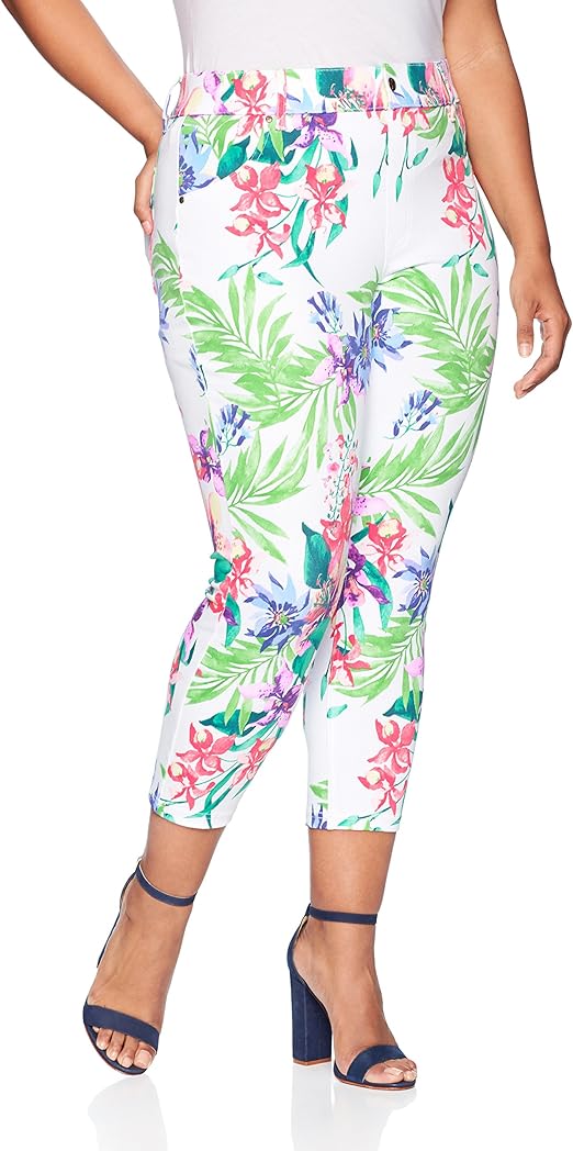 HUE Women's Essential Denim Capri Plus Size Tropical Orchid Essential