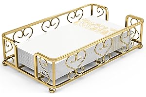 LEVIMETREE Gold Guest Towel Holder Tray for Bathroom – Napkin Organizer for Disposable Hand Paper Towels, Vanity Countertop Napkin Holder, Modern Bathroom Accessory for Guest Use and Decor