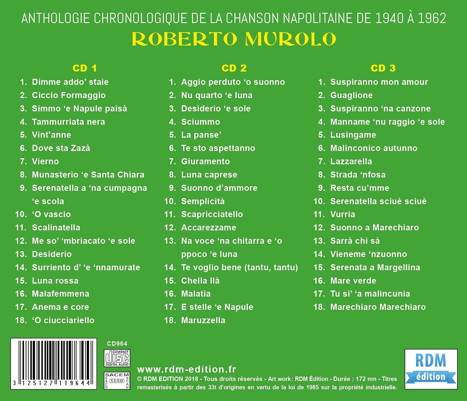 Anthologie Chronologique De La Chanson Napolitaine De 1940 A 1962 Roberto Murolo Roberto Murolo Amazon Fr Musique