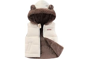 AIWUHE Toddler Boys Girls Hooded Puffer Vest Padded Warm Winter Jacket Sleeveless Bear ears Zipper Up Coat with pocket 1-7Y