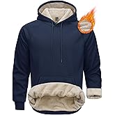 MAGCOMSEN Men's Sherpa Hoodie Heavyweight Fleece Lined Thick Winter Thermal Athletic Sweatshirt with Kangaroo Pocket