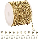 UMAOKANG 16.4 Feet Gold Plated Stainless Steel Bulk Chains Unique Gourd Shaped Chain for Jewelry Making