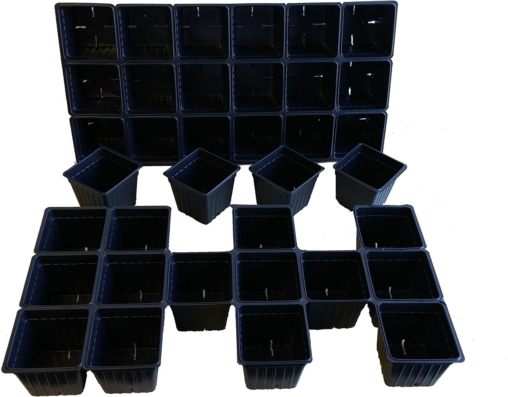 10 Plastic Seed Starting Trays - Each Tray Has 18 Cells ~ Cells Are 3 Inch Square At the Top and 3 Inch Deep ~ CAN Be Separated Into 18 Separate Pots. IF YOU TRY TO CARRY THIS TRAY ON ITS OWN THE POTS WILL FALL APART.