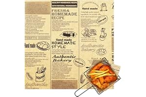 OTOPETE 200Pcs Food Paper Sheets, 10"x10" Grease Resistant Food Wrapper Paper，Newspaper Theme Hamburger Sandwich Basket Liner, Tray Liner, for Home Kitchen Baking, Picnic, Party, Kraft Paper