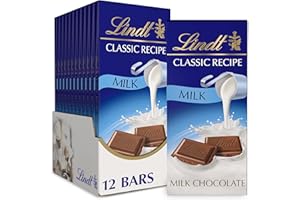 Lindt CLASSIC RECIPE Milk Chocolate Bar, Milk Chocolate Candy, 4.4 oz. (12 Pack)