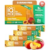 IQMIX Sugar Free Electrolytes Powder Packets, Peach Mango 20ct | Hydration Drink Mix | Magnesium L Threonate, Lion's Mane, Potassium, Sodium | Keto, Vegan, Non-GMO