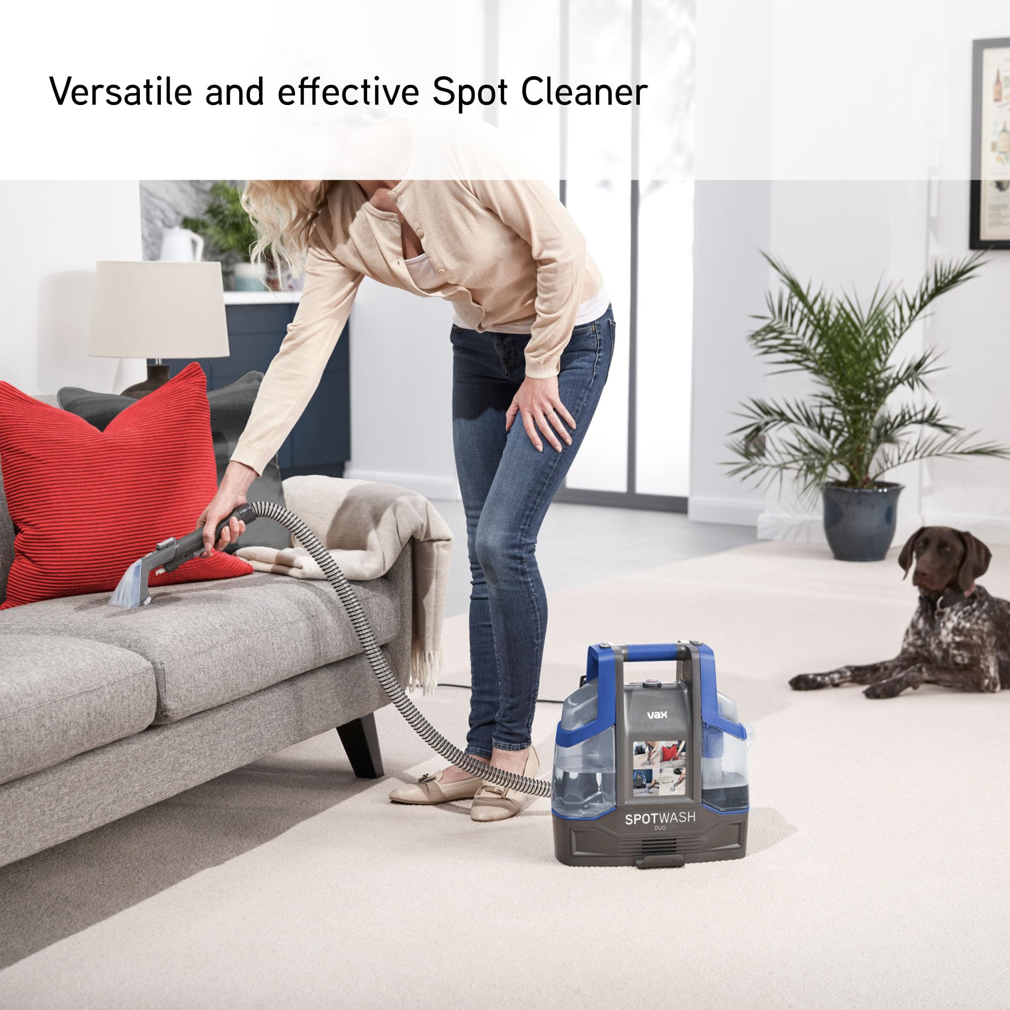 VAX SpotWash Duo Spot Cleaner, For Stains, Spills & Pet Messes, Suitable for Car, Sofa, Upholstery, Carpet, Stairs. Compact, Handheld Cleaning Machine Includes Pet Tool & Vax 1L Solution, CDCW-CSXA