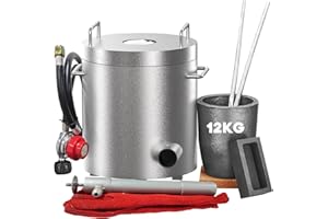PRECISIONAUTO 12KG Propane Melting Furnace Kit Large Capacity Foundry Home, 1482°C/2700°F Casting Refining Smelting, for Metal Scrap Recycle, Gold Copper Silver Casting,Silver